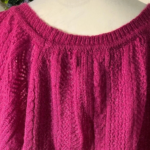 Express design studio,M, mohair wool blend open cable knit short puff sleeves - Picture 6 of 10